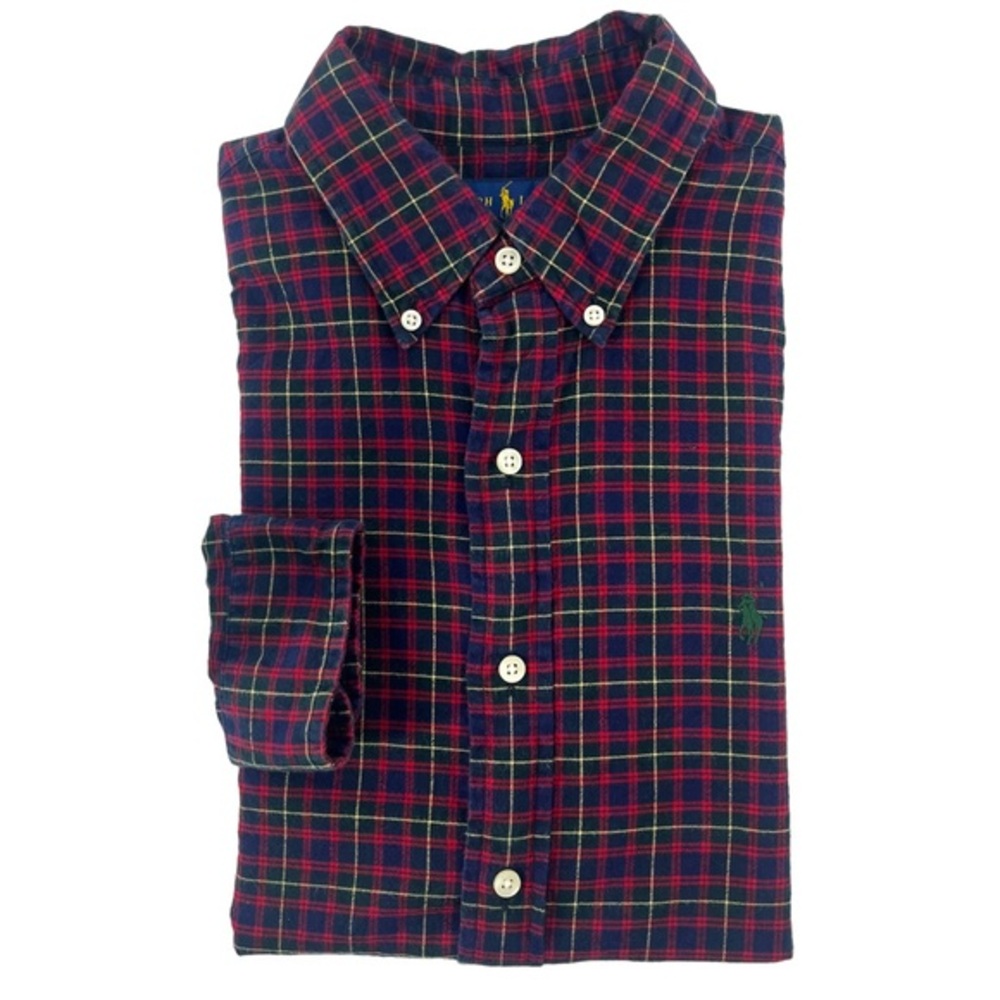 Ralph Lauren’s Mens Flannel Button Down Shirt Red Blue Green Size M 10629